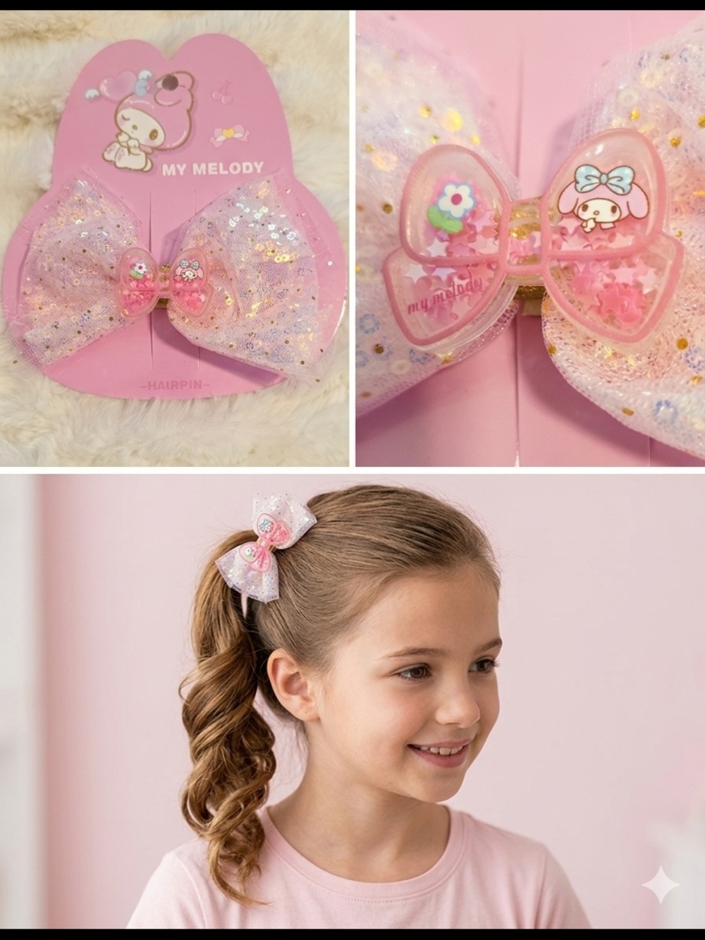 Sanrio My Melody Pink Shaker Bow Hair Clip